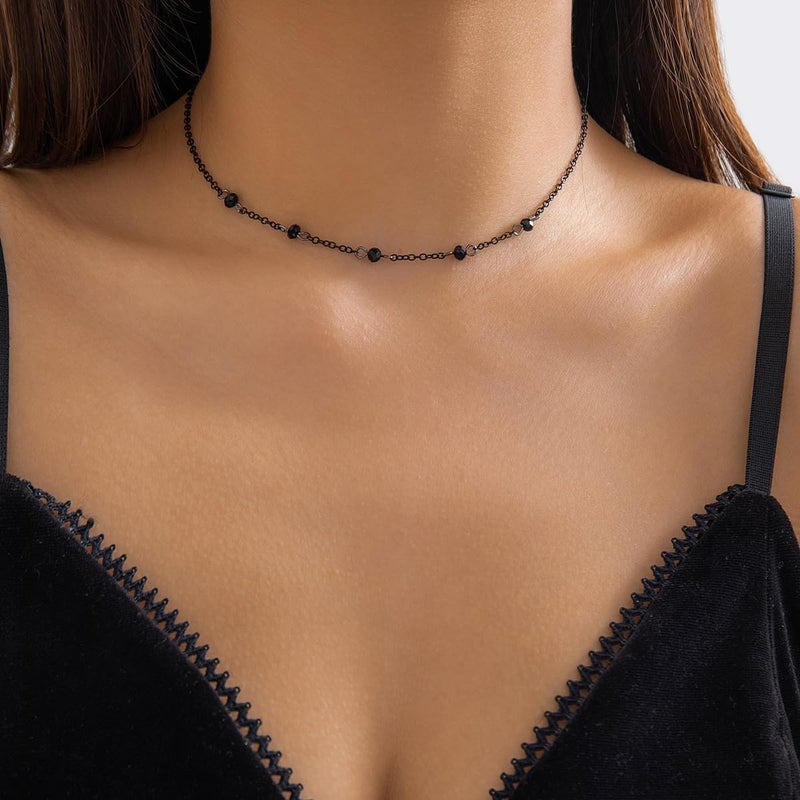 Cicod Gothic Y Necklace,Goth Black Red Crystal Bead Teardrop Necklace,Punk Y Necklace,Halloween Christmas New Year Jewelry Vampire Accessories for Women - Image 1